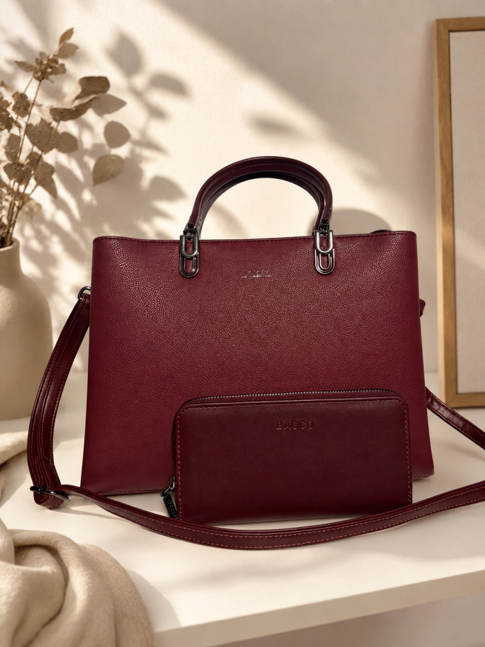 Bolso + monedero burdeos